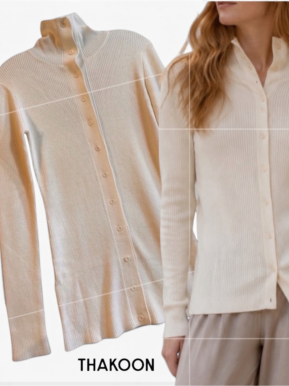 Thakoon Merino Wool Ivory Turtleneck Cardigan Sweater Size S